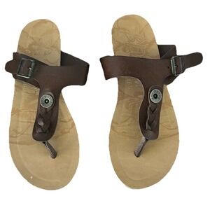 Blowfish Brown Braided Leather Toe-Post Sandals